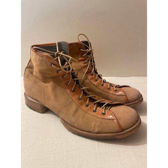 Pawelk's Combat Boots Mens Size 41 Lace Up Beige/Camel Made in Italy Outdoors - Picture 1 of 9